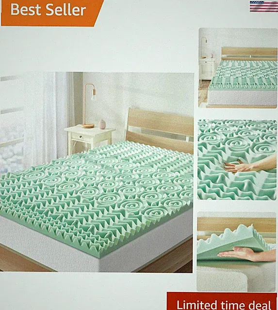 1.5 Inch 5-Zone Aloe Vera Memory Foam Mattress Topper - Twin Size Comfort