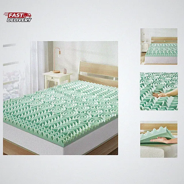 1.5 Inch 5-Zone Memory Foam Mattress Topper, Calming Aloe Infusion, Dorm Esse...