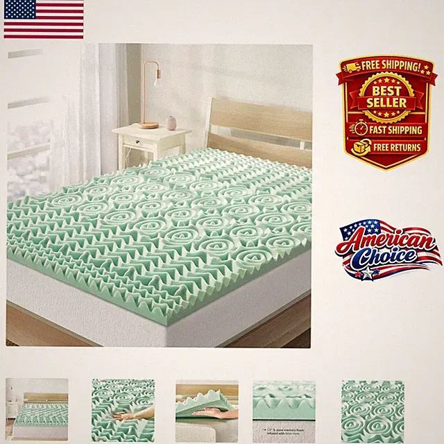 1.5 Inch Aloe Vera Memory Foam Mattress Topper - 5-Zone Comfort for Twin Beds