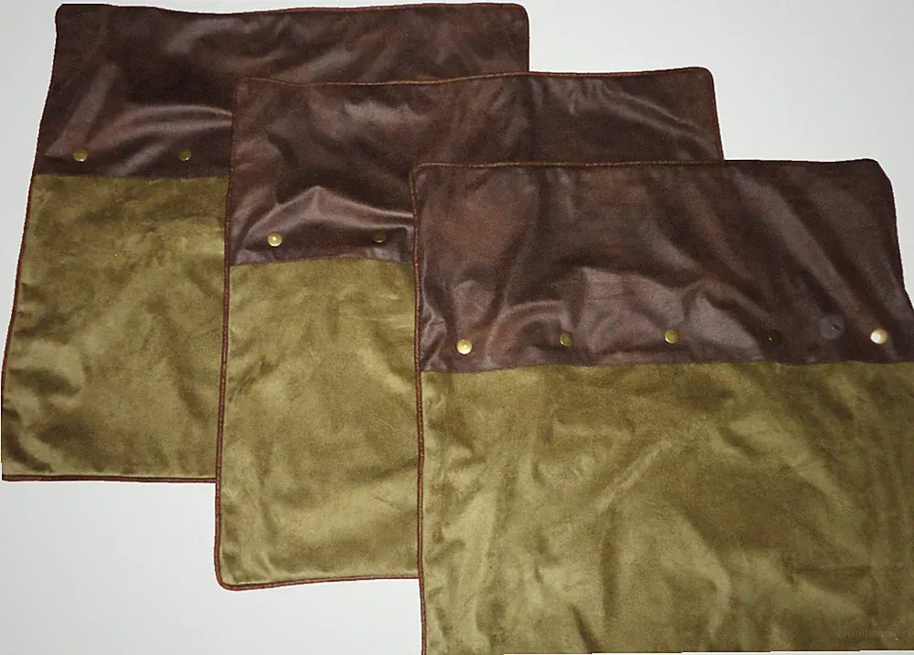 CARSTEN'S FAUX SUEDE LEATHER BROWN green SOUTHWEST (3) euro PILLOW SHAMS 26x26
