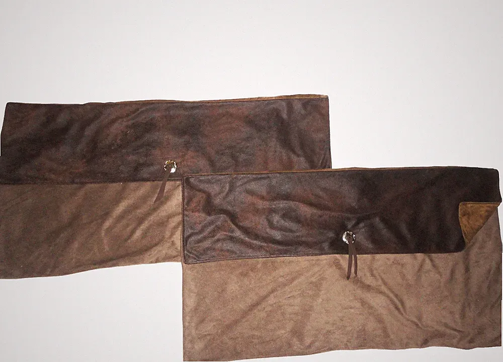 CARSTEN'S FAUX SUEDE LEATHER BROWN SOUTHWESTERN (2) KING PILLOW SHAMS 20x36