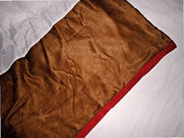 CROSCILL CHIMAYO SOUTHWESTERN RUSTIC BROWN CAMEL RED FAUX SUEDE KING BEDSKIRT