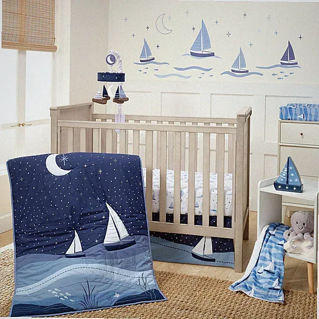 Lambs & Ivy Little Skipper 3-Piece Sailboat Nautical Nursery Crib Bedding Set
