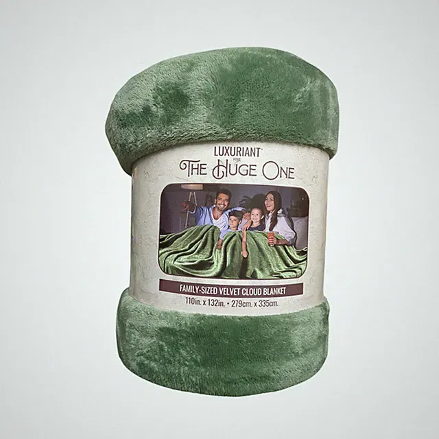 Luxuriant Home The Huge One Family-Sized Velvet Cloud Blanket, Sage Green