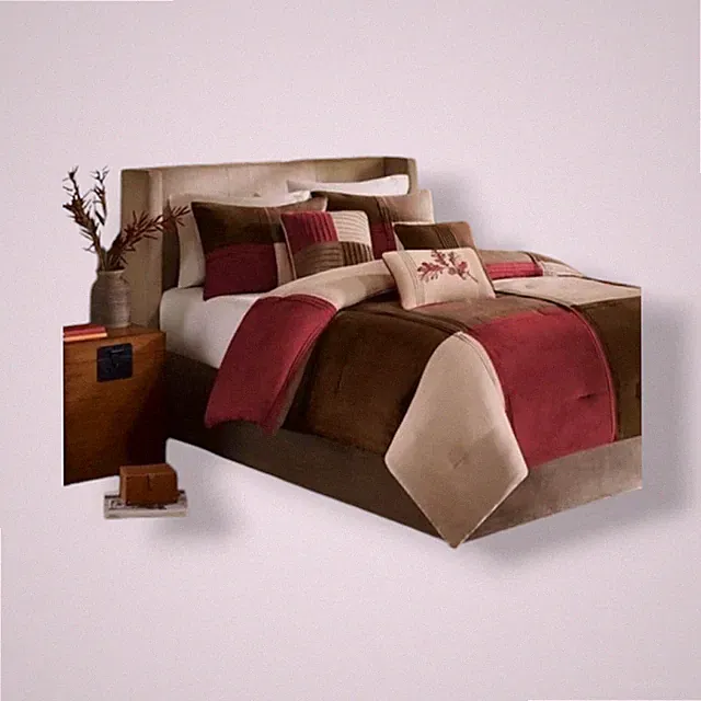 Madison Park Red Jackson Blocks Faux-Suede 7-Pc. California King Comforter Set