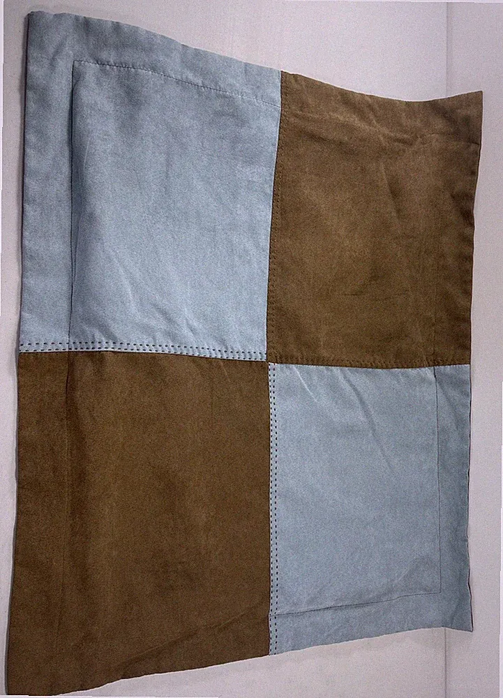 Mainstays Stitched Faux Suede Pillow Sham Standard Blue Brown 1pc Soft Comfort