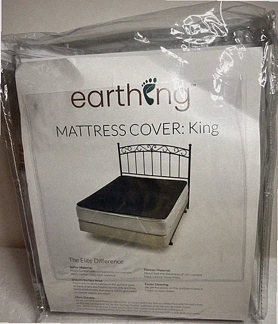 New! Earthing Mattress Cover - King Size - Black - Grounding Mattress Bed Mat