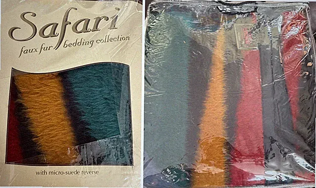 New Safari Faux Fur Throw Blanket 50x60 Micro-Suede Reverse Acryl Velours #59593