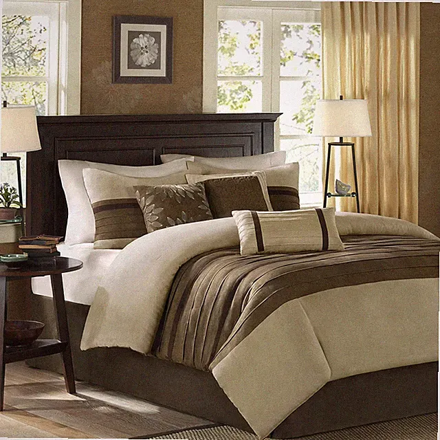 Palmer Comforter Set - Faux Suede Design, Striped Accent, All Season down Altern