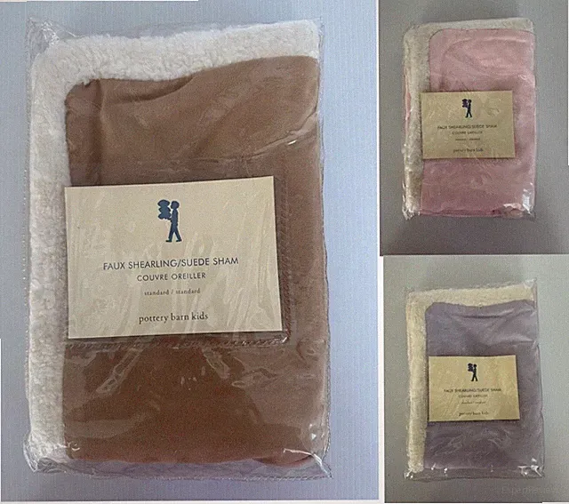 Pottery Barn Kids FAUX SHEARLING / SUEDE Pillow SHAM Camel, Lavender, Pink NEW