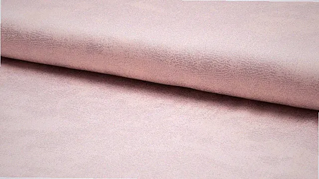 STRETCHY Faux Suede With Foil Fabric Material - LT ROSE