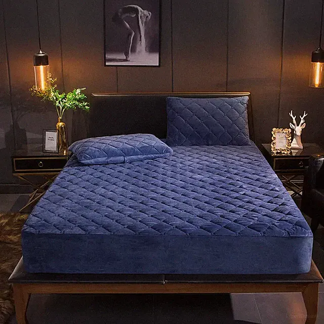 Velvet Thicken Quilted Mattress Cover Warm Soft Plush Not Including Pillowcase