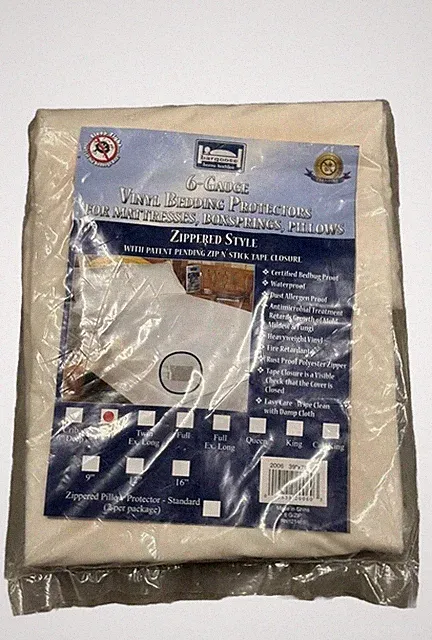 Vinyl Bedding Mattress Protector King 39×75"×7" 6-gauge Zippered Style Sealed