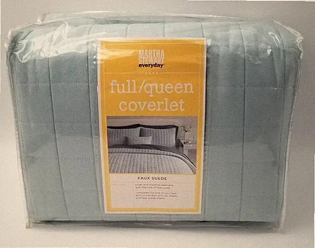 Vtg Martha Stewart everyday Full/queen Faux Suede Coverlet Color: Bright Sky New
